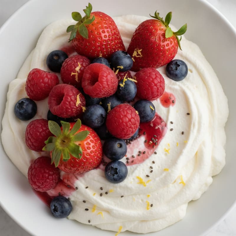 Greek Yogurt Protein Mousse with Mixed Berries
