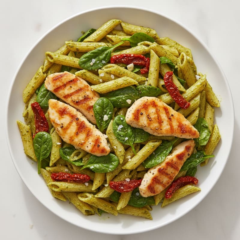 Pesto Chicken Pasta with Sun-Dried Tomatoes