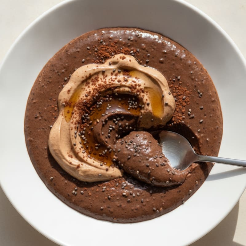 Silky Chocolate Protein Pudding with Chia Seeds