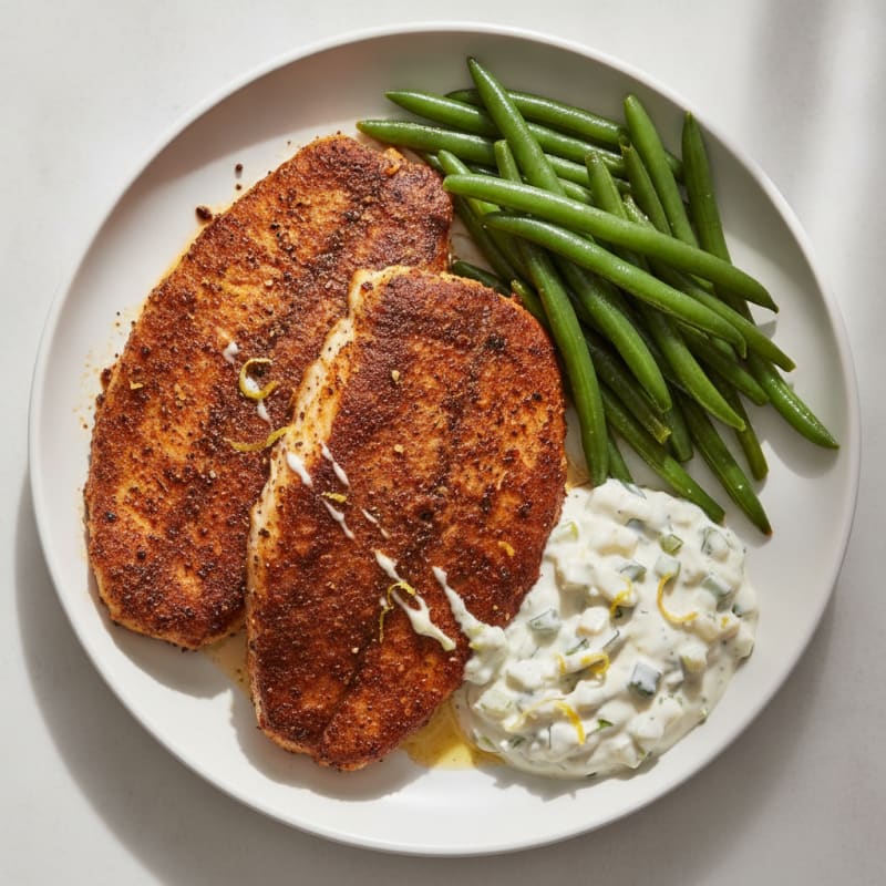 Blackened Cajun Catfish with Tartar Sauce