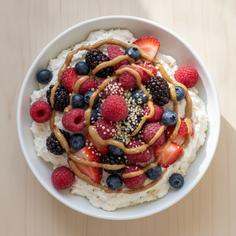 Greek Yogurt Protein Mousse with Mixed Berries
