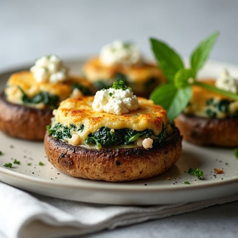 Baked Portobello Mushrooms Stuffed with Lean Turkey and Spinach