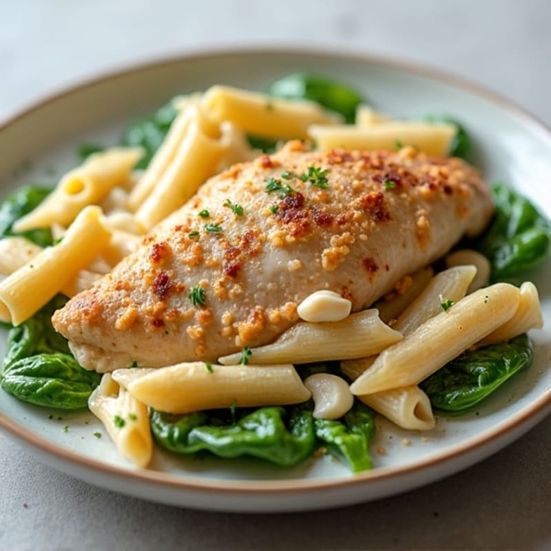 Creamy Cashew Chicken Alfredo Pasta with Spinach