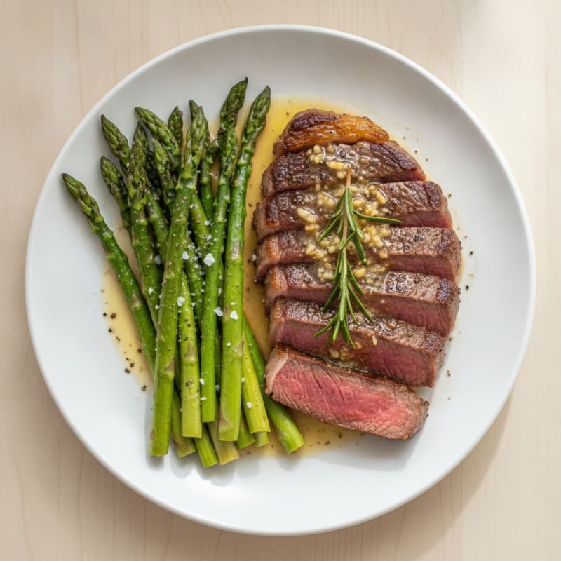 Garlic Herb Butter Steak with Asparagus