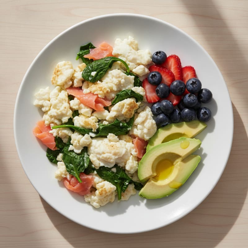 Egg White Scramble with Smoked Salmon and Spinach