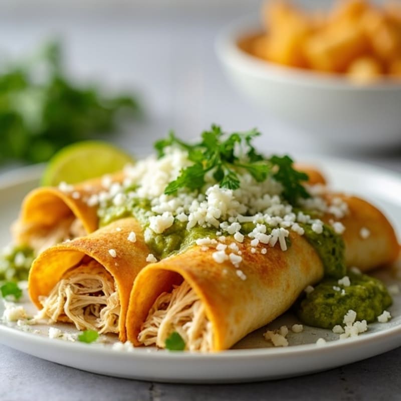 Salsa Verde Shredded Chicken Enchiladas