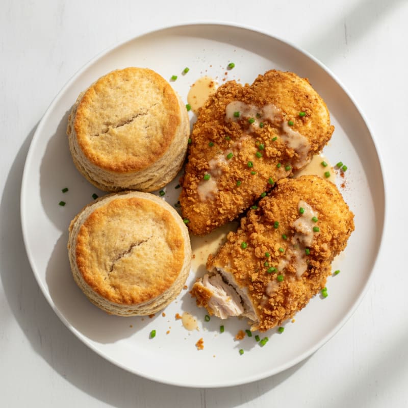Buttermilk Fried Chicken with Flaky Biscuits