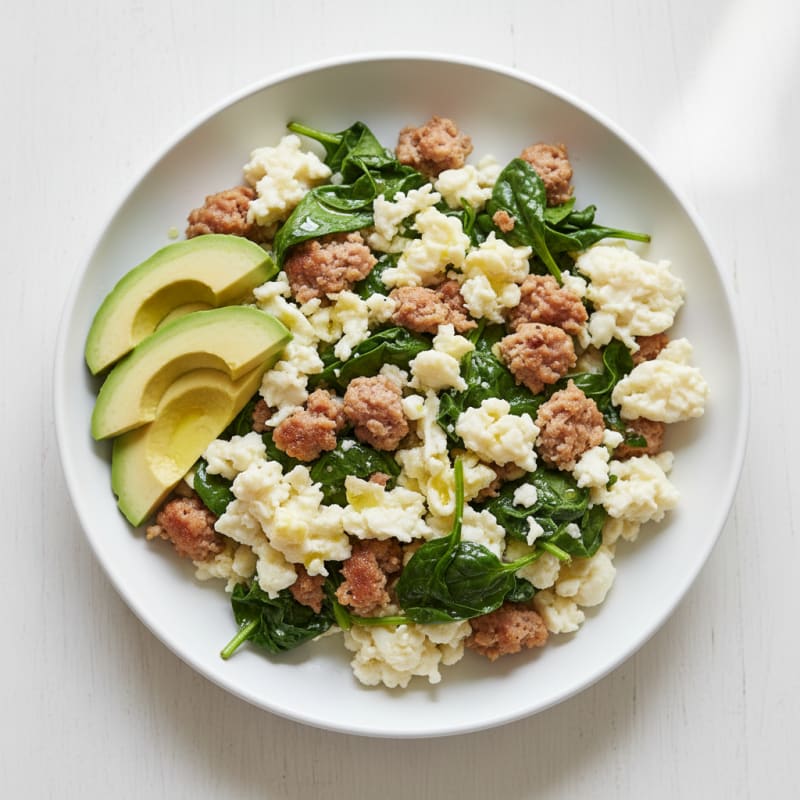 Egg White Scramble with Spinach and Turkey Sausage