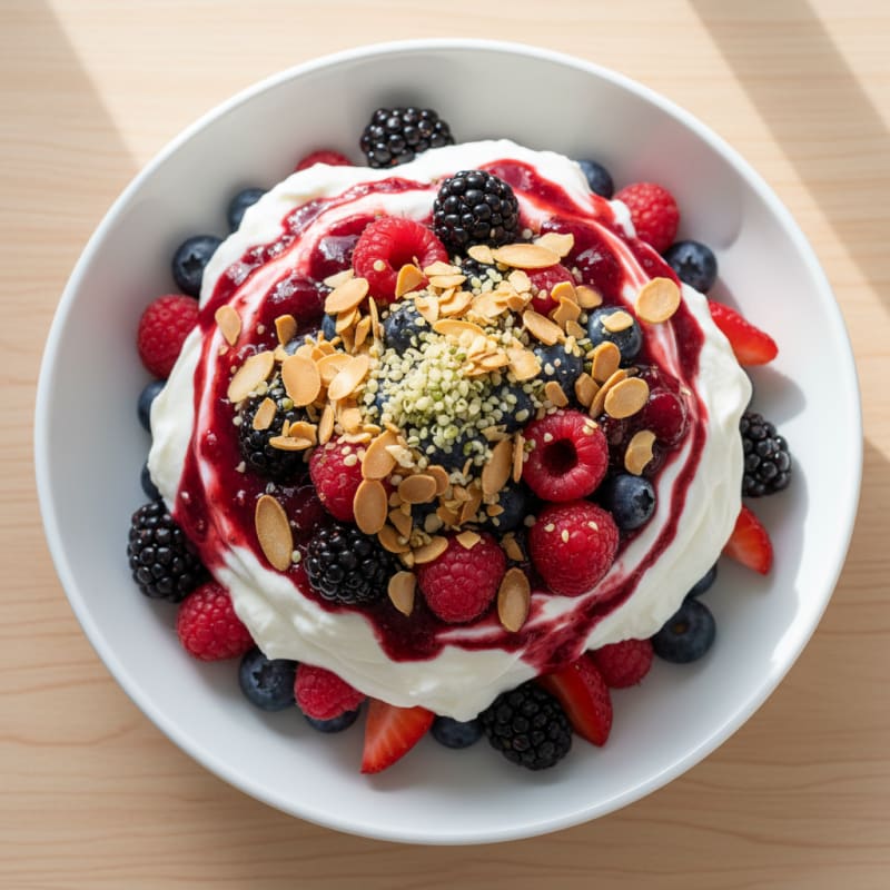 Greek Yogurt Protein Parfait with Mixed Berries
