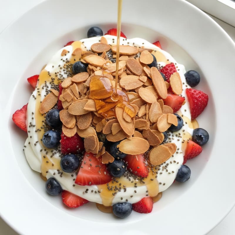 Creamy Greek Yogurt Parfait with Mixed Berries and Toasted Almonds