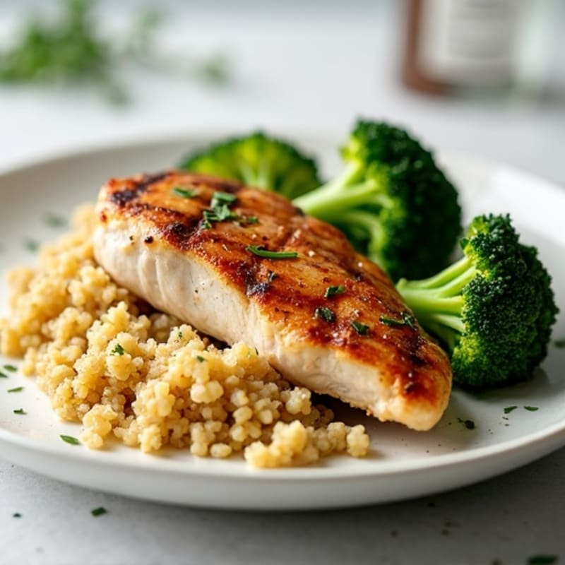 Grilled Chicken Breast with Quinoa and Steamed Broccoli