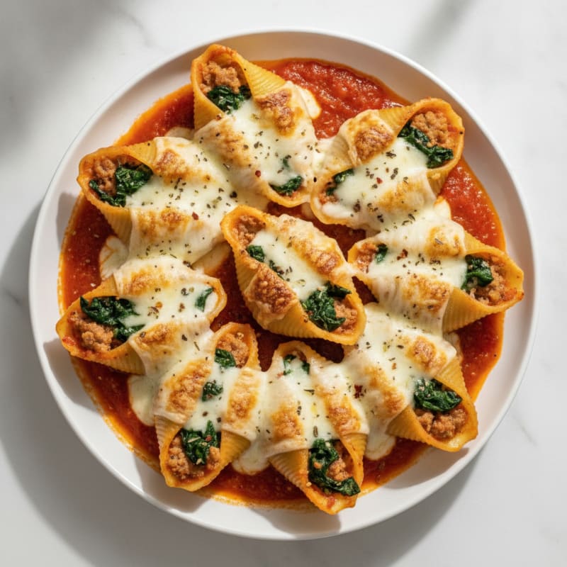 Baked Spinach Ricotta Stuffed Shells