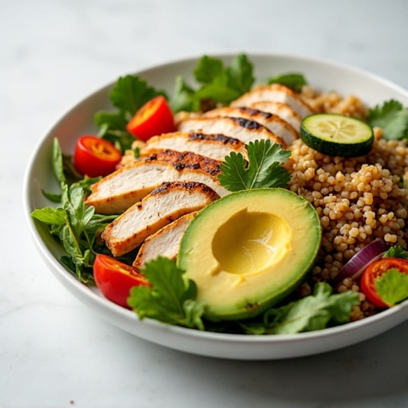 Grilled Chicken Salad with Quinoa and Roasted Vegetables