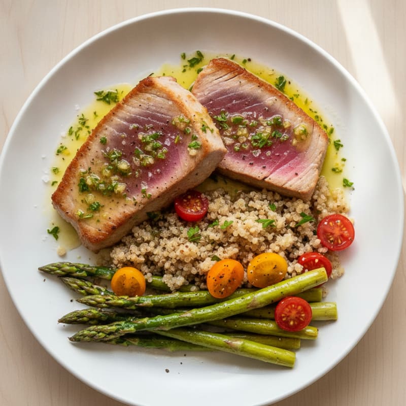 Seared Tuna with Lemon-Herb Sauce