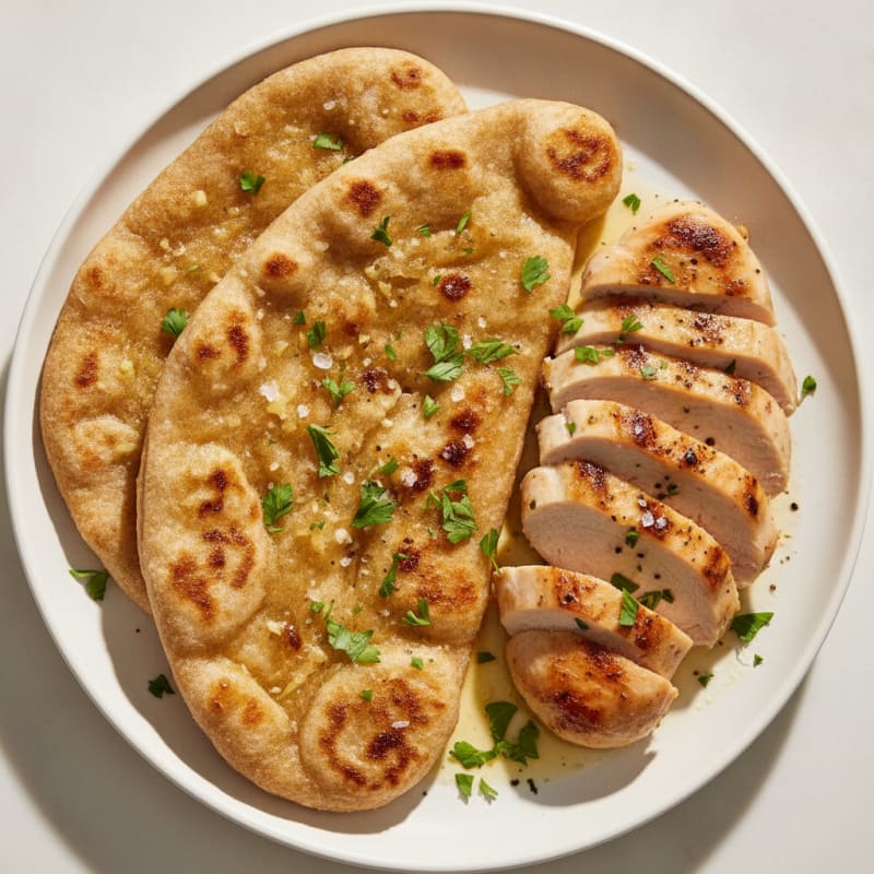 Garlic Butter Naan with Seared Chicken