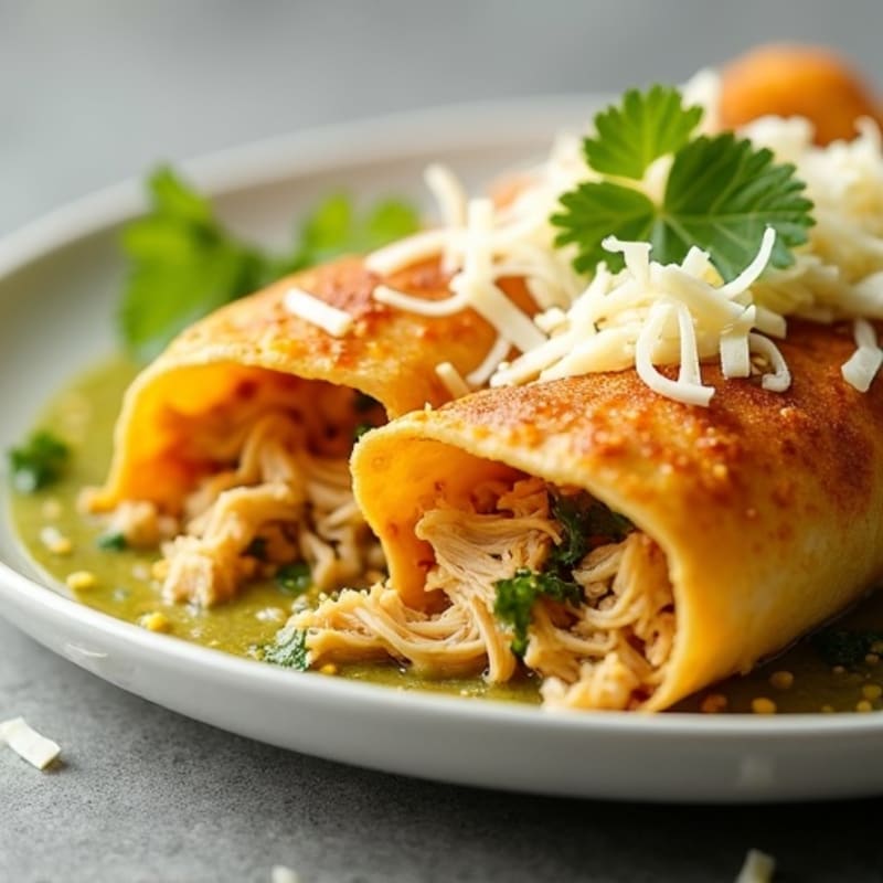 Salsa Verde Shredded Chicken Enchiladas