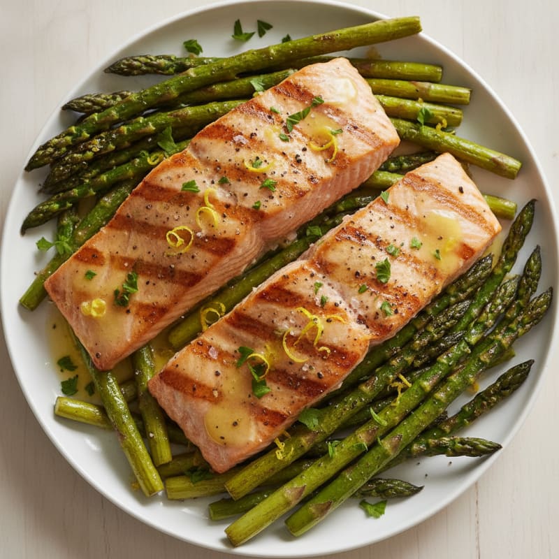 Lemon Herb Grilled Salmon with Asparagus