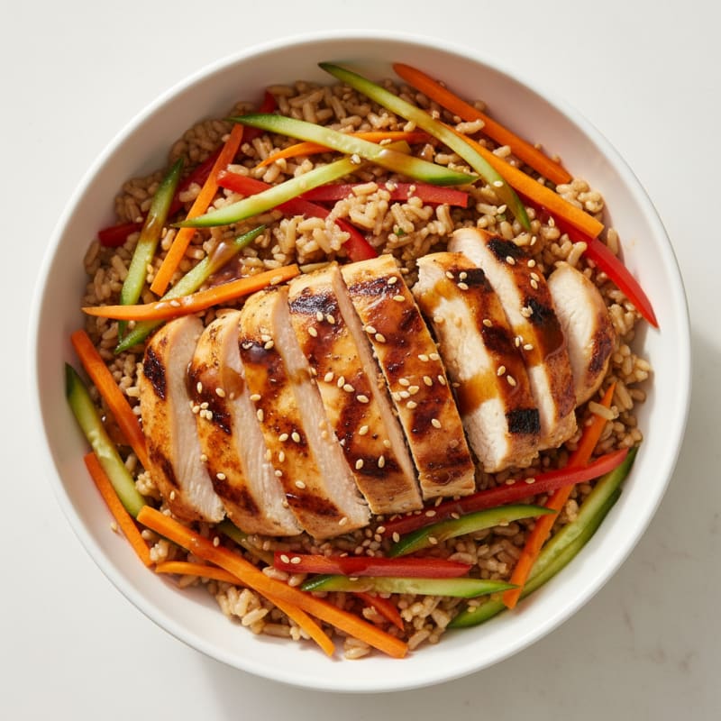 Grilled Chicken Rice Bowl with Crunchy Vegetables