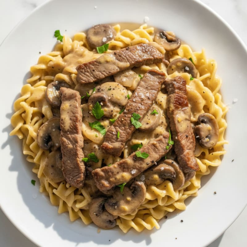 Classic Beef Stroganoff with Egg Noodles
