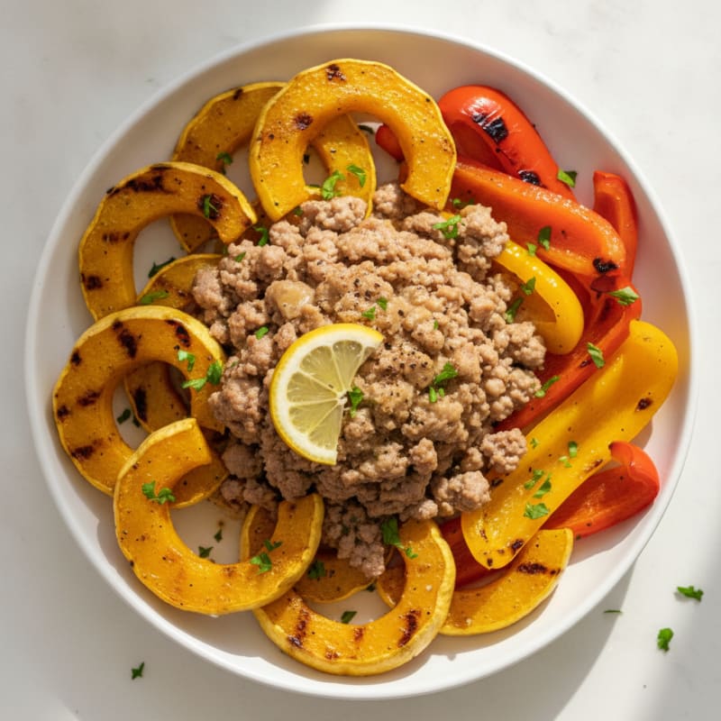 Turkey and Grilled Delicata Squash Plate