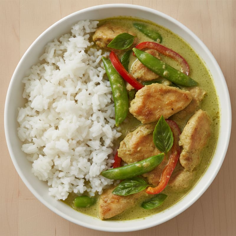 Green Curry Chicken with Coconut Rice