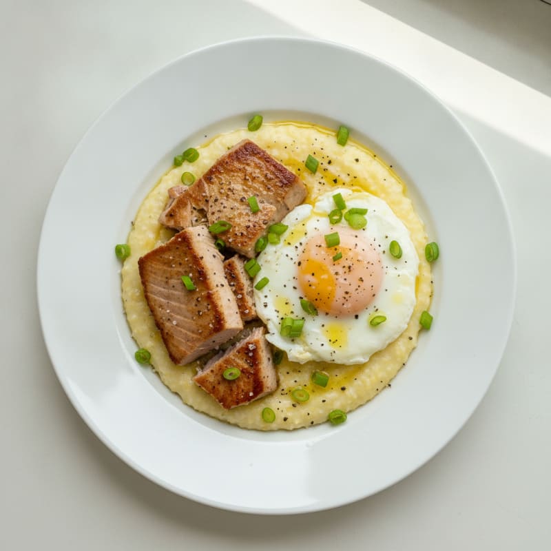 Seared Tuna with Creamy Corn Grits