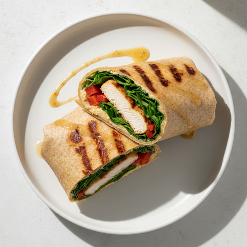 Grilled Chicken and Spinach Wrap with Hummus