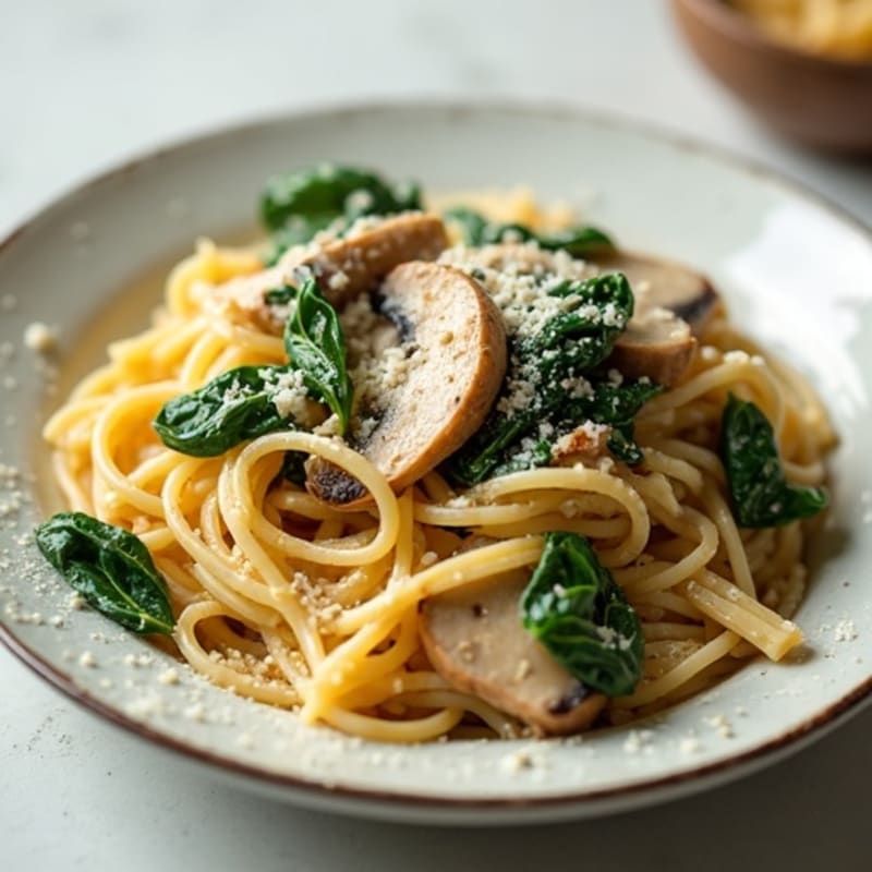 Creamy Truffle Mushroom Pasta with Fresh Spinach