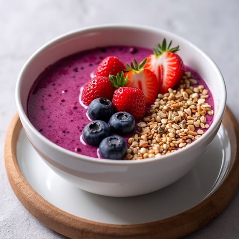Triple Berry Protein Acai Bowl with Crunchy Seed Topping