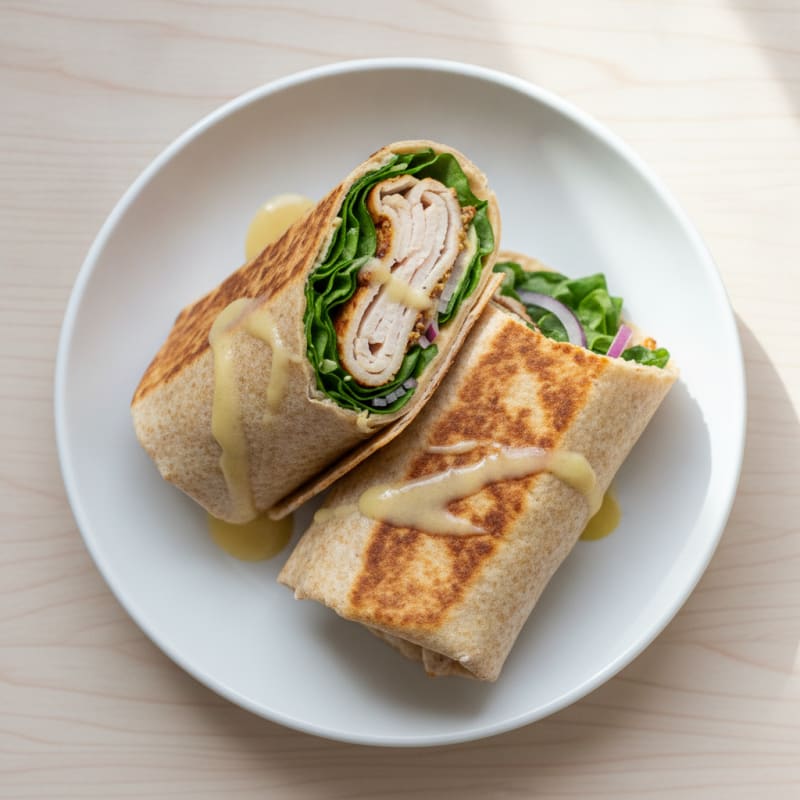 Grilled Turkey and Spinach Wrap with Hummus