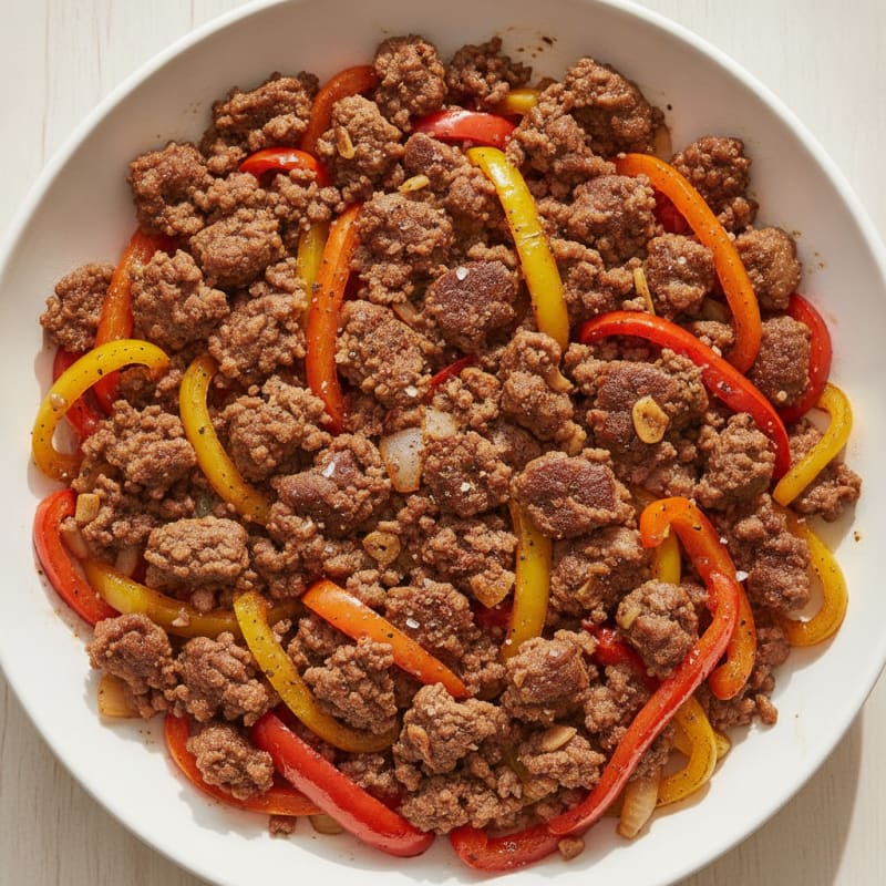 Chopped Beef & Bell Pepper Skillet