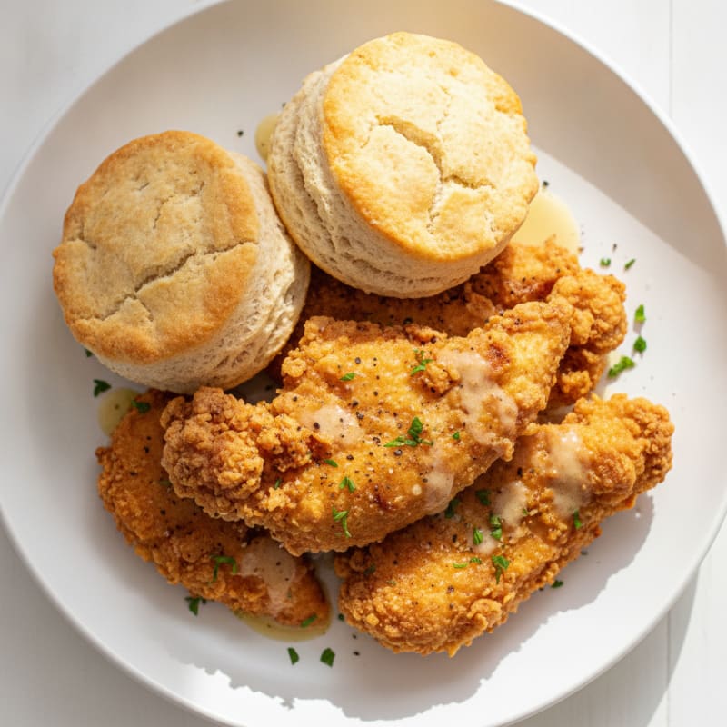 Buttermilk Fried Chicken with Fluffy Biscuits
