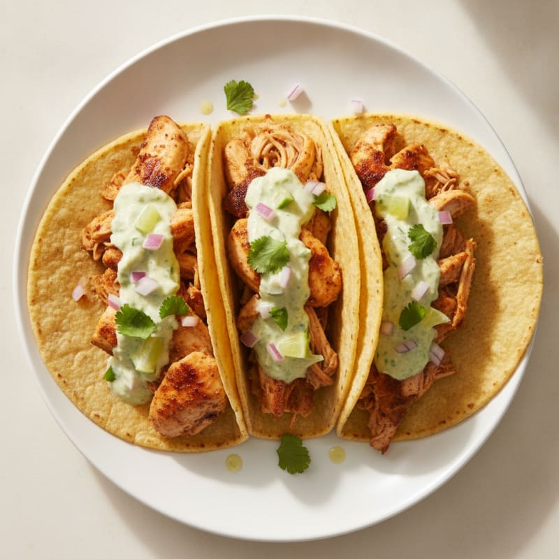 Chicken Tacos with Onion-Lime Crema