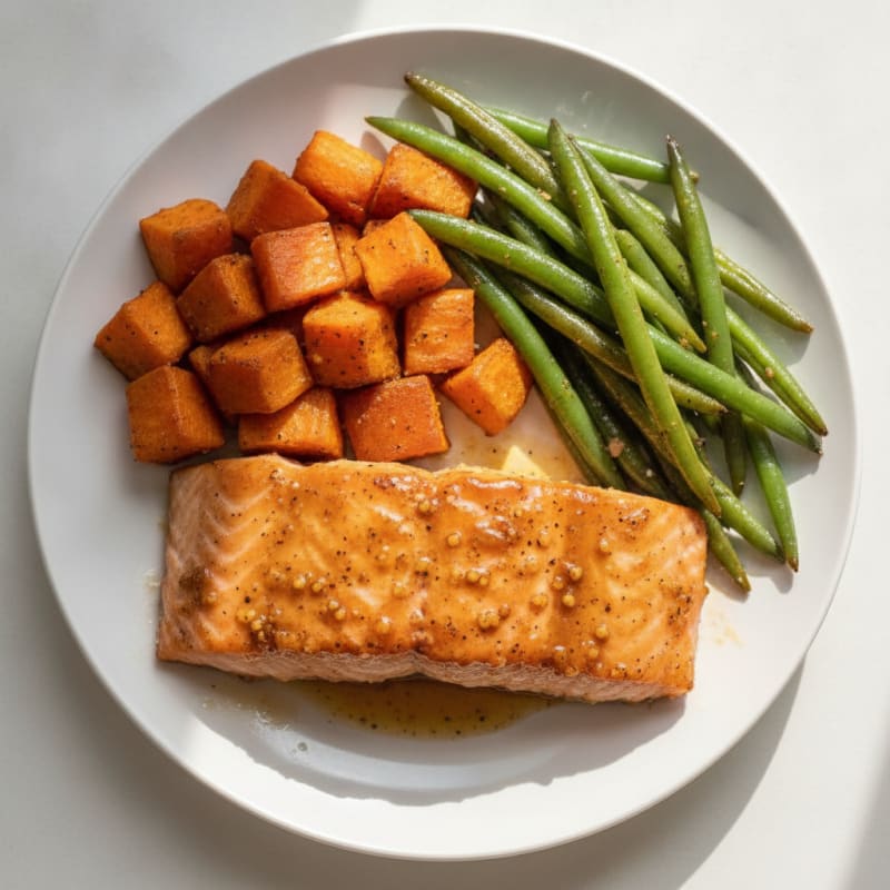 Maple-Glazed Salmon with Roasted Sweet Potatoes