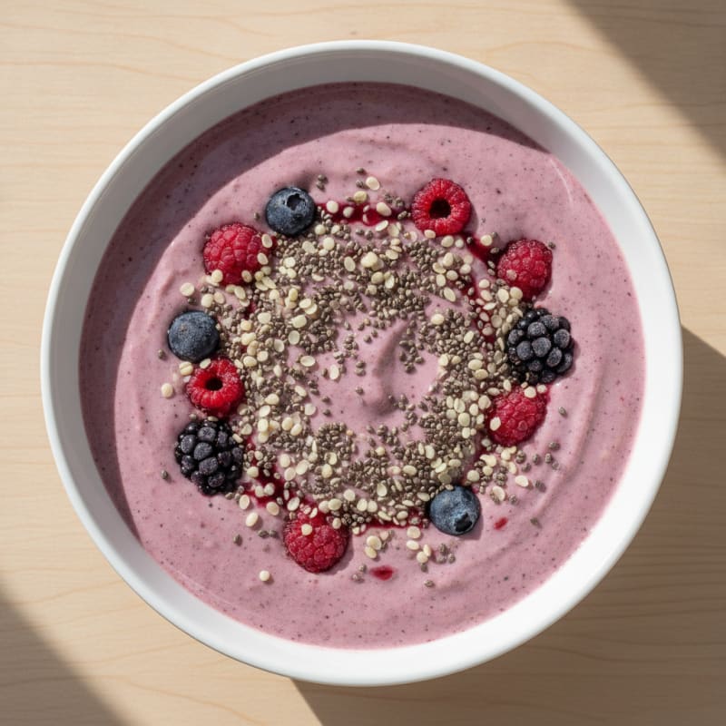 Silky Tofu Berry Smoothie Bowl with Chia Seeds