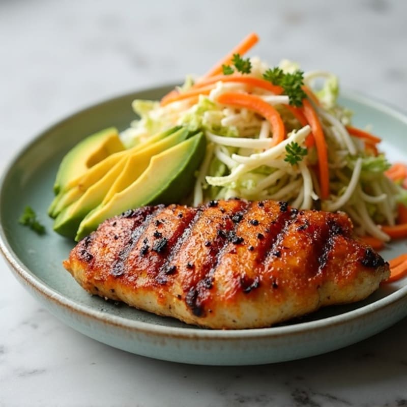 Grilled Kfc-Style Chicken Breast with Crunchy Slaw