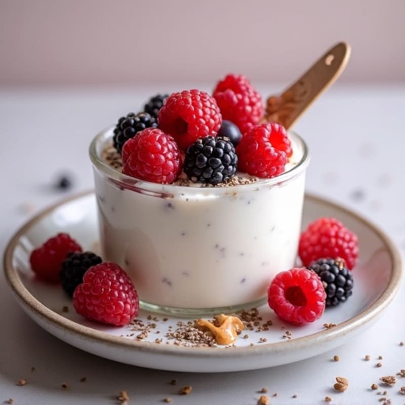 Silky Greek Yogurt Protein Pudding with Mixed Berries
