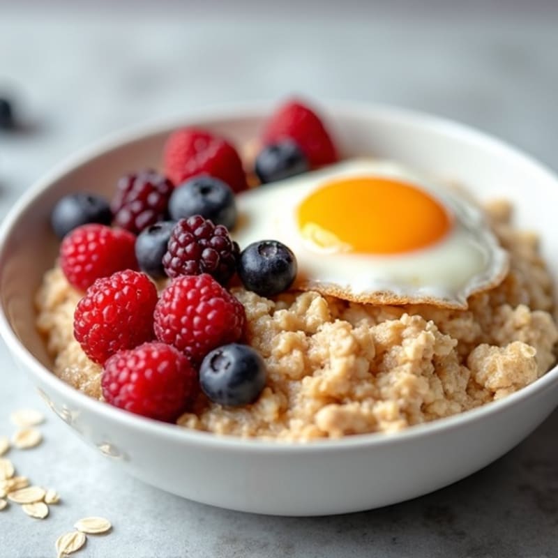Egg White Oatmeal with Fresh Berries and Whey Protein