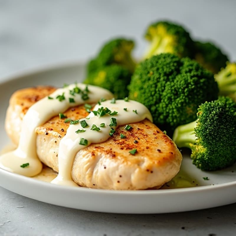 Creamy Garlic Chicken with Roasted Broccoli