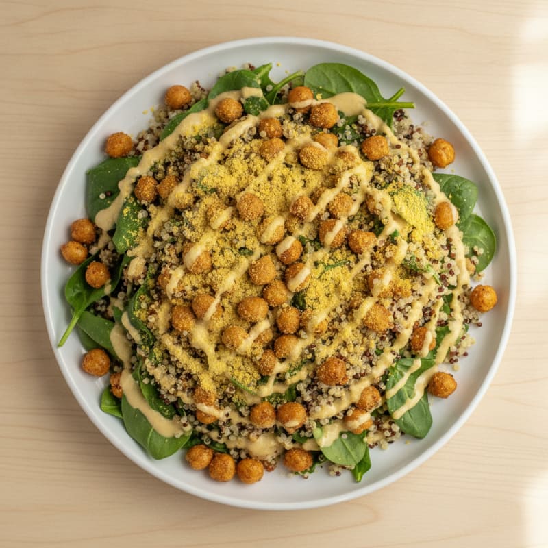 Crispy Chickpea and Quinoa Salad with Lemon-Tahini Dressing