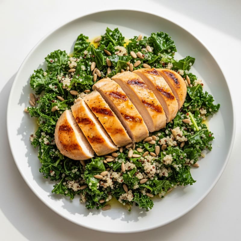 Grilled Chicken Breast with Crunchy Kale and Quinoa Salad