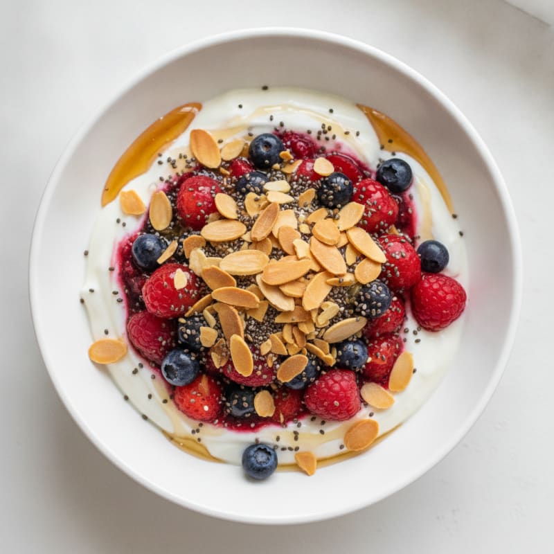Creamy Greek Yogurt Bowl with Mixed Berries and Toasted Almonds