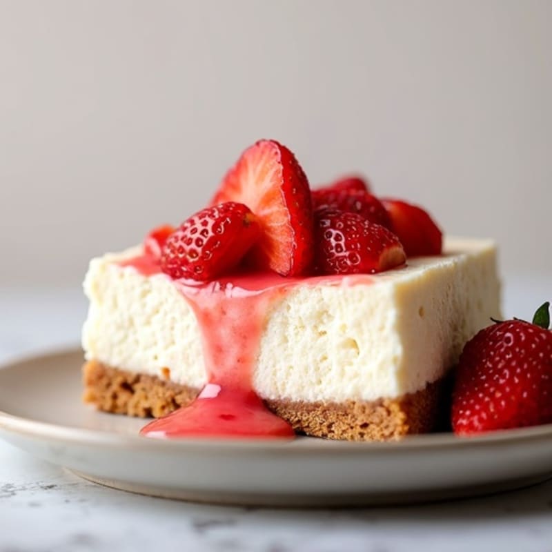 Cottage Cheese Protein Cheesecake with Fresh Strawberries