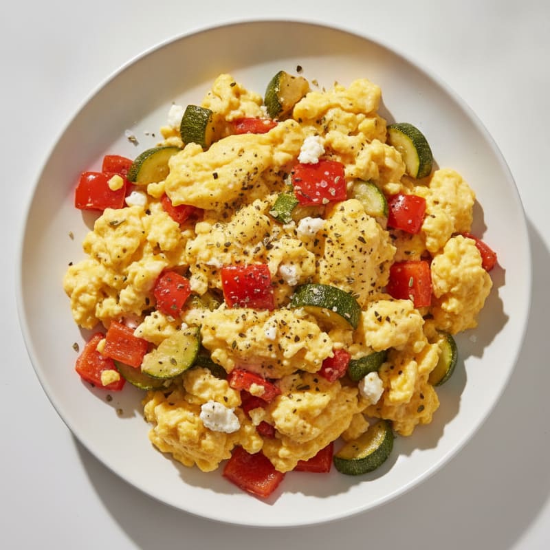 Hearty Scrambled Eggs with Roasted Vegetables