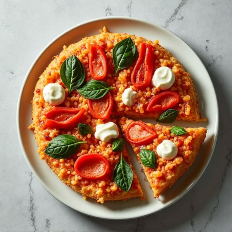 Crispy Cauliflower Crust Pizza with Lean Turkey Pepperoni and Roasted Vegetables