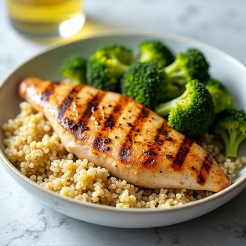 Grilled Chicken Breast with Roasted Broccoli and Quinoa