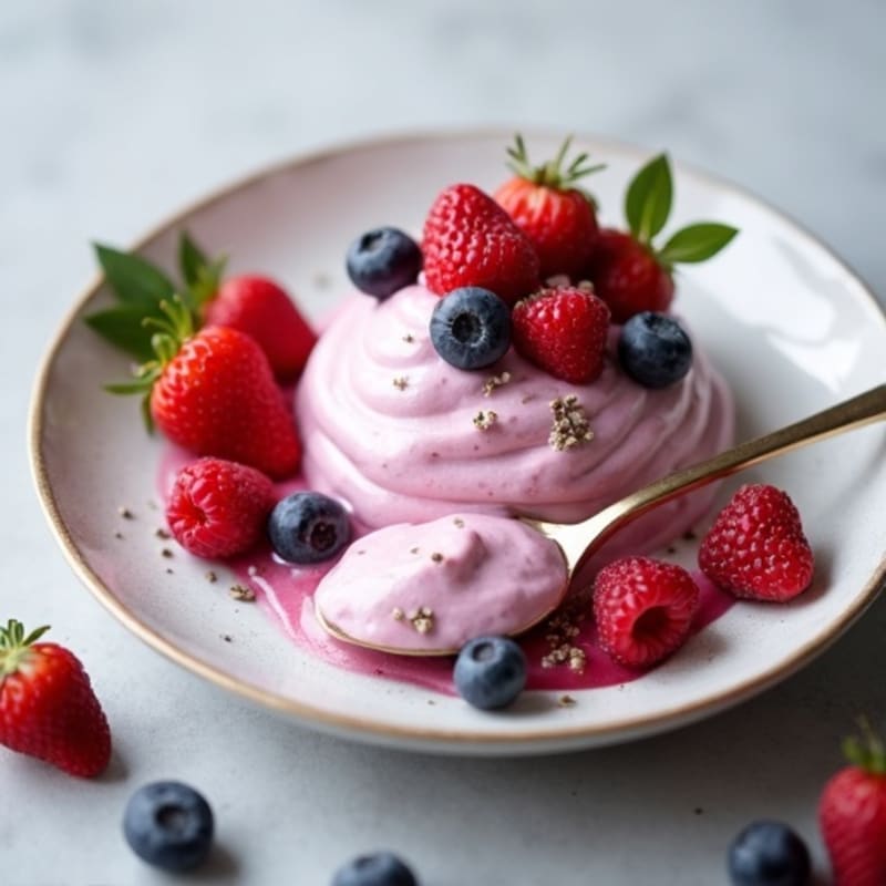 Silky Greek Yogurt Protein Mousse with Mixed Berries