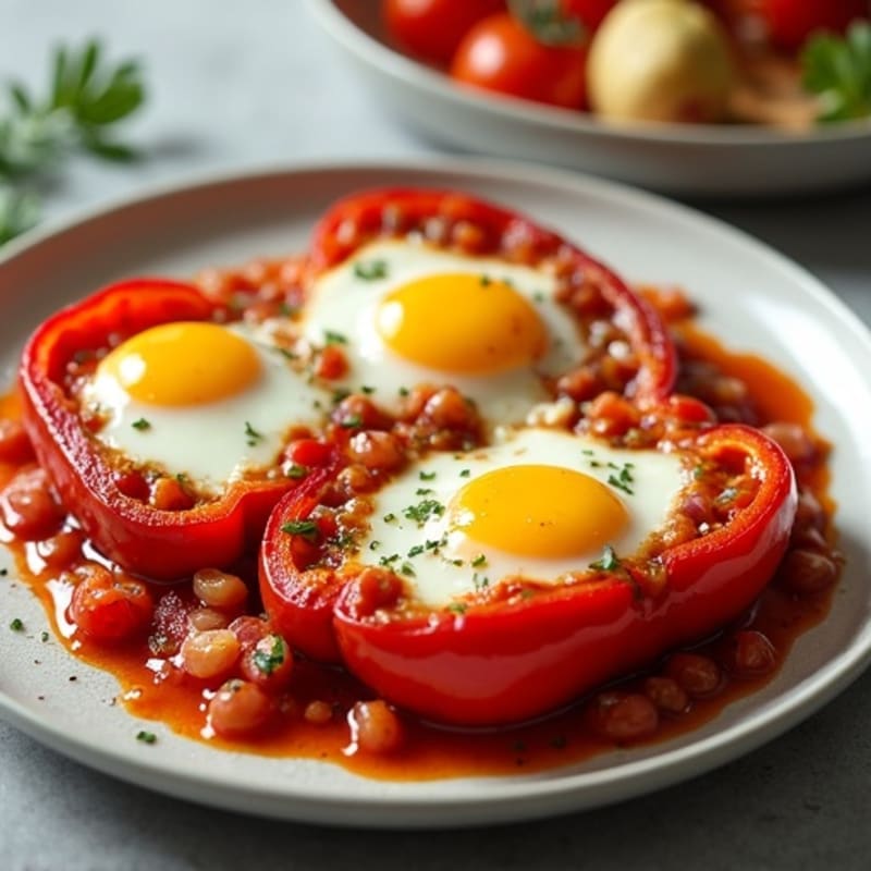 Spicy Tomato Baked Eggs with Bell Peppers
