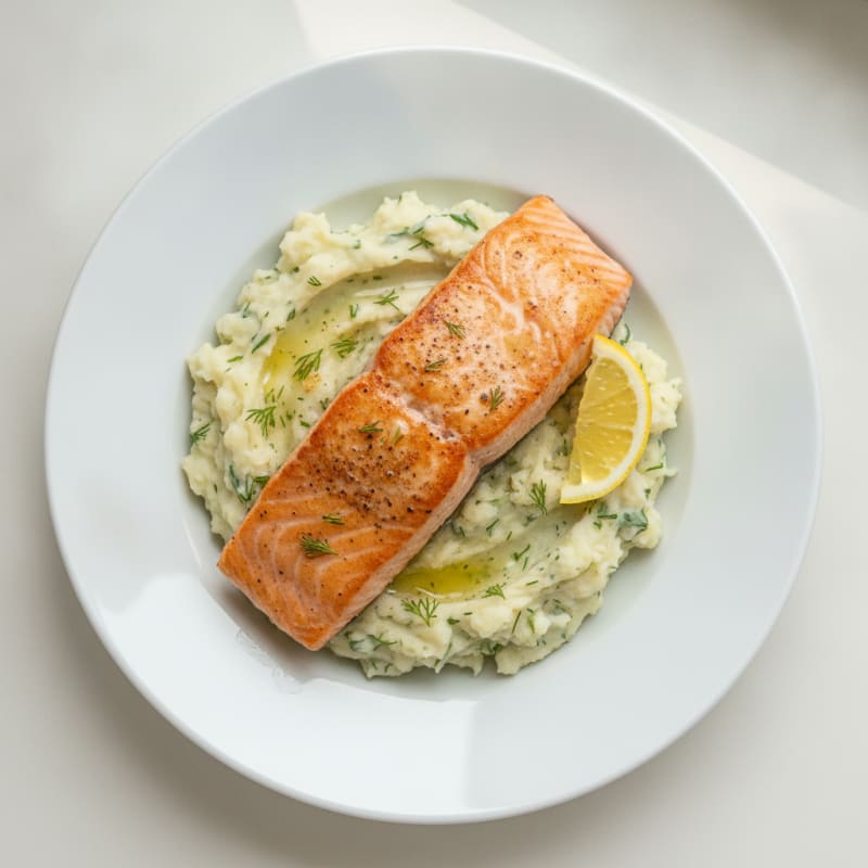 Seared Salmon with Herb Mashed Potatoes