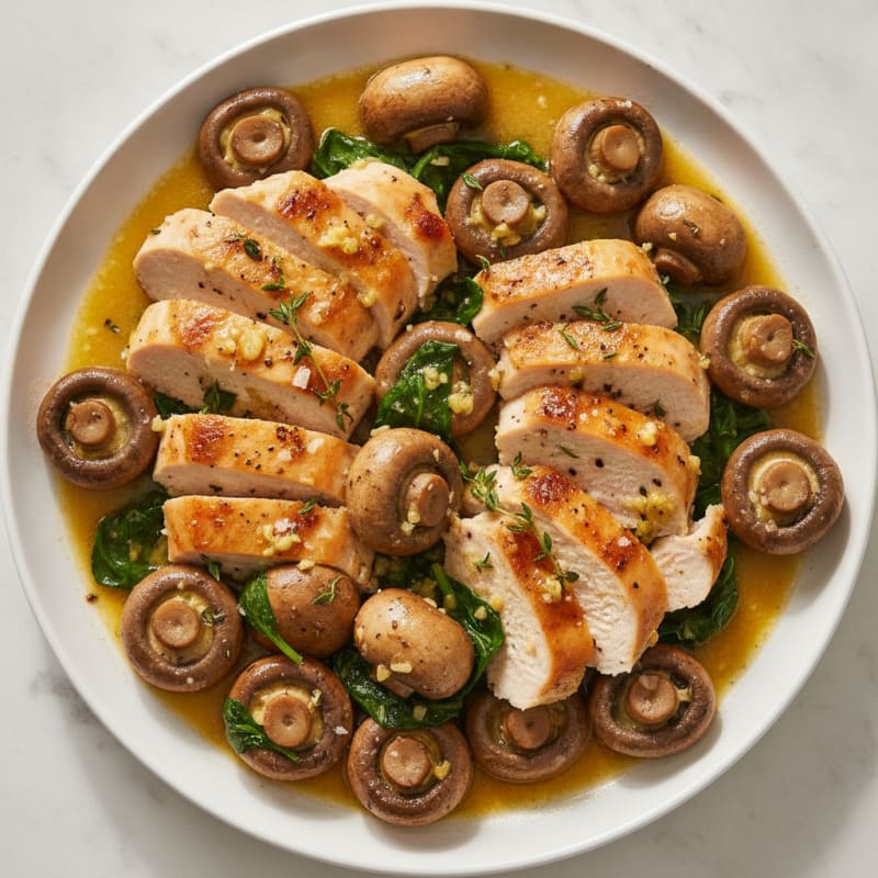 Roasted Garlic Butter Mushrooms with Chicken